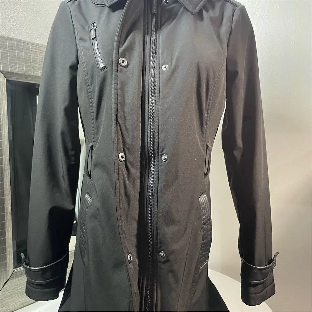 COPY - Michael Kors Women's Black Hooded Trench Coat Size S Long Sleeve